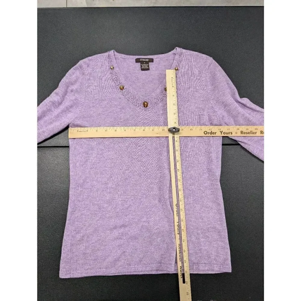 Strand V-Neck Purple/Pink Long Sleeve Sweater Women's Small